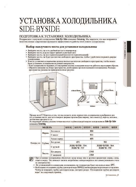 2. Размеры и вес холодильника